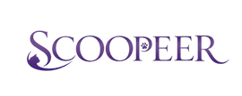 Purple Scoopeer logo featuring stylized text and a cat silhouette.