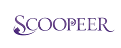 Purple Scoopeer logo featuring stylized text and a cat silhouette.